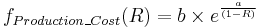 f_{Production\_Cost} (R)=b\times e^{\frac{a}{\left(1-R\right)}}\,\!