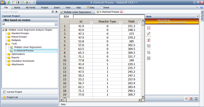 Data from the table above as entered in Weibull++.